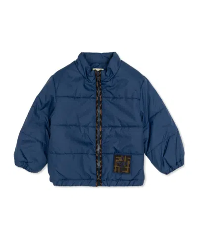 Fendi Stand Collar Padded Jacket In Blue
