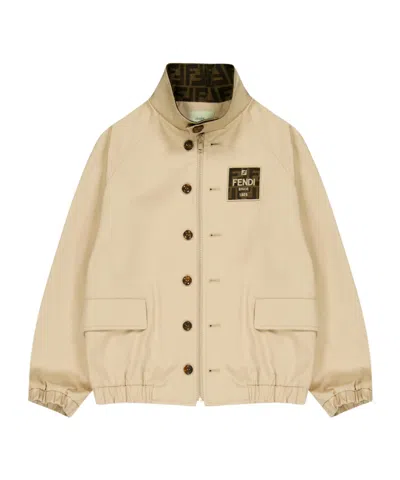 Fendi Standcollar Bomber Jacket In Neutral