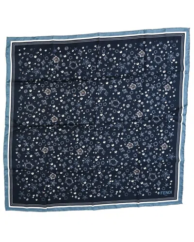 Fendi Starry Sky Square Scarf (authentic Pre-loved) In Blue