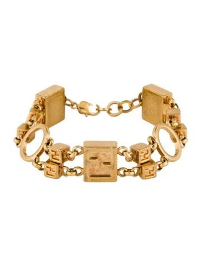 Pre-owned Fendi Station Link Bracelet, 7" In Multicolor