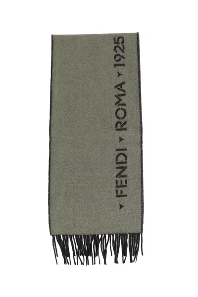 Fendi Stencil 1925 Wool And Cashmere Scarf In Green