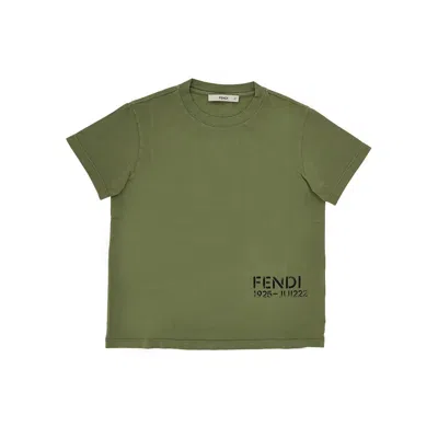 Fendi Stencil Logo Print T-shirt - Kids In Green