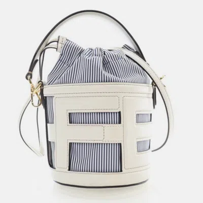 Pre-owned Fendi Step Out Blue/white Leather Bucket Bag