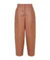 Fendi Tan Coloured Leather Trousers In Brown