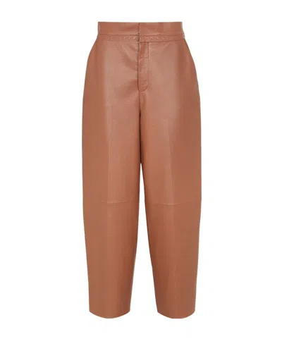 Fendi Stitch Detailed Wide-leg Trousers In Brown