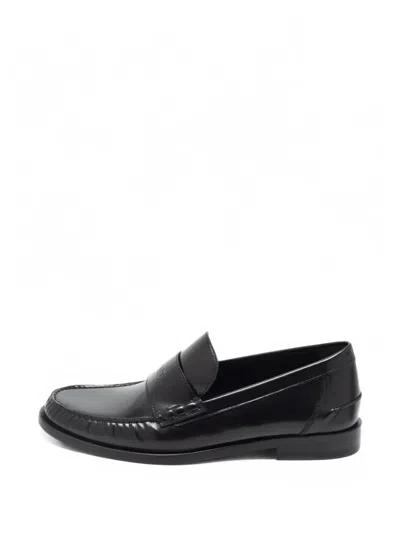 Pre-owned Fendi Stitched Apron Penny Loafers In Black