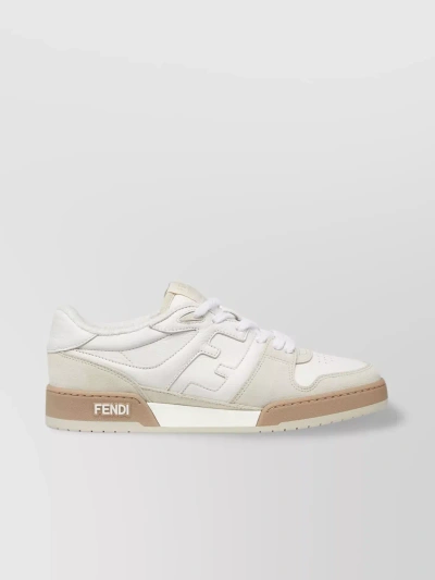 Fendi Stitched Ff Pattern Low Top Sneakers In White