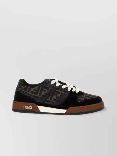 Fendi Match Ff Jacquard Low-top Sneakers In Brown