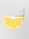 Fendi Stitched Lemon Keyring Case In Yellow