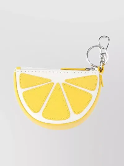 Fendi Stitched Lemon Keyring Case In Yellow