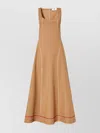 Fendi Stitched Maxi Dress Scoop Neckline In Brown
