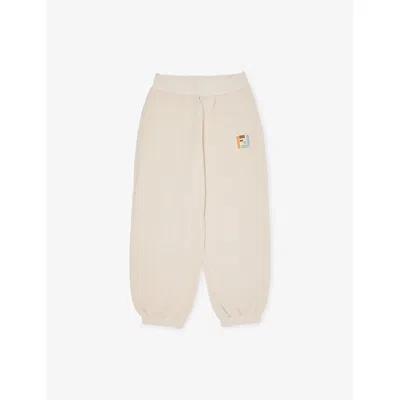 Fendi Kids' Stone Brand-embroidered Elasticated-waist Cotton-jersey Jogging Bottoms 8-12 Years In Brown