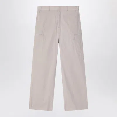 FENDI FENDI STONE GREY COTTON BLEND TROUSERS MEN