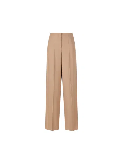 Fendi Grain-de-poudre Wool Trousers In Beige