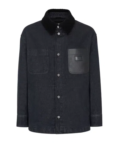 FENDI FENDI LOGO DETAILED LONG SLEEVED DENIM JACKET