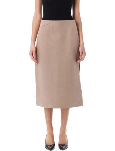 Fendi Straight-cut Midi Skirt In Pink