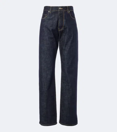 Fendi High-waisted And Straight Leg Five-pocket Jeans Clothing In Blue
