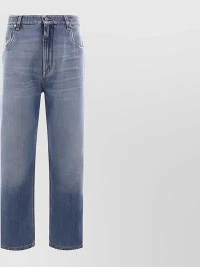 Fendi Ff Logo Straight-leg Jeans In Blue