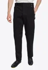 Fendi Straight-leg Pants With Jacquard Pocket In Black