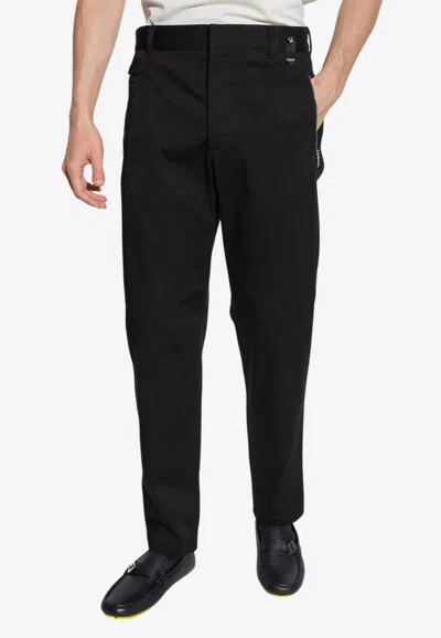 Fendi Straight-leg Pants With Jacquard Pocket In Black