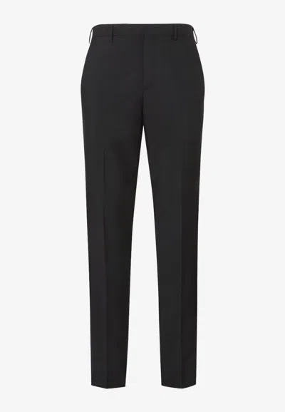 Fendi Straight-leg Mohair Wool Tailored Pants In Black