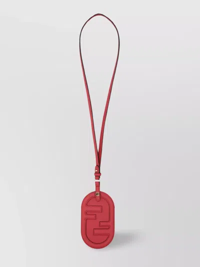 Fendi Strap Tag With Adjustable Long Oval In Red