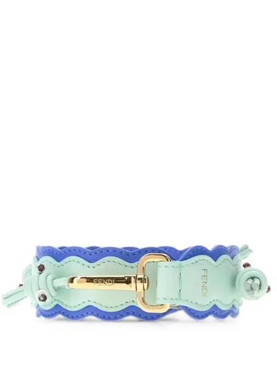 Fendi Strap You Scalloped Leather Shoulder Strap In Green