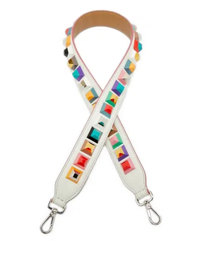 Pre-owned Fendi Strap You Studded Bag Strap In White