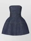 Fendi Strapless Denim Dress Structured Silhouette In Blue
