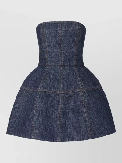 FENDI STRAPLESS DENIM DRESS STRUCTURED SILHOUETTE