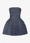 Fendi Strapless Denim Dress Structured Silhouette In Black