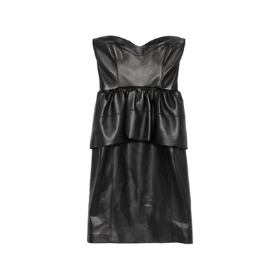 Fendi Strapless Peplum Midi Dress In Black