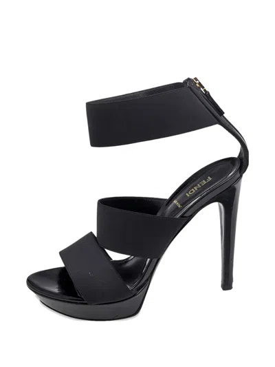 Pre-owned Fendi Strappy Ankle-cuff Sandals In Black