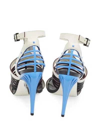 Pre-owned Fendi Strappy Leather Sandals In White
