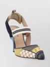 Fendi 'strappy Pointed Toe Pump With Patterned Design' In Blue