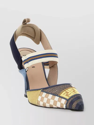 FENDI 'STRAPPY POINTED TOE PUMP WITH PATTERNED DESIGN'