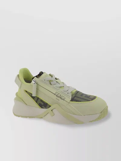 Fendi Streamline Runner Sneakers Textured Sole In Green