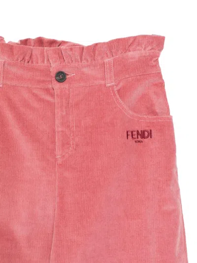 Fendi Stretch Corduroy Trousers In Pink