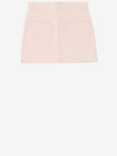 Fendi Stretch Cotton Blend Skirt In Pink
