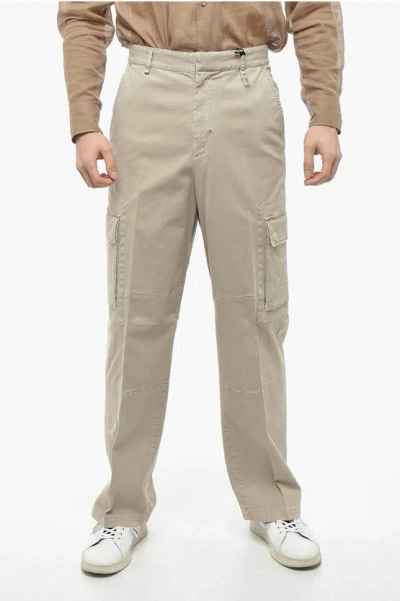 Fendi Stretch Cotton Nitrous Cargo Pants In Neutral