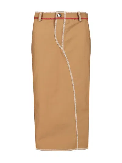 Fendi Stretch Cotton Skirt Knitwear Beige In Brown