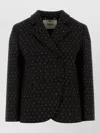 Fendi Stretch Wool Blazer Polka Dot Design In Blue