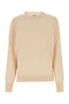Fendi Women Sand Stretch Wool Blend Sweater In Almond