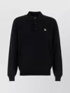 Fendi Stretch Wool Polo Shirt With Ribbed Cuffs And Hem In Black