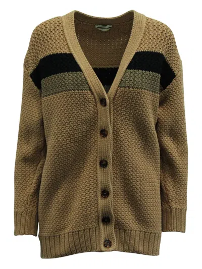 Pre-owned Fendi Stripe-detail Cardigan In Brown