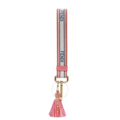 Fendi Stripe Motif Leather Details Key Charm In Multi