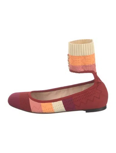 Pre-owned Fendi Striped Ballet Flats In Red