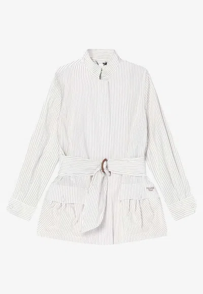 FENDI STRIPED BELTED SHIRT