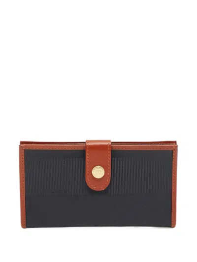 Pre-owned Fendi Striped Bifold Wallet In Black