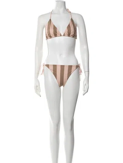 Pre-owned Fendi Striped Bikini W/ Tags In Pink
